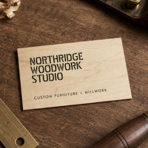 Tarjeta De Visita Trabajador De Madera Estampado En Negrita