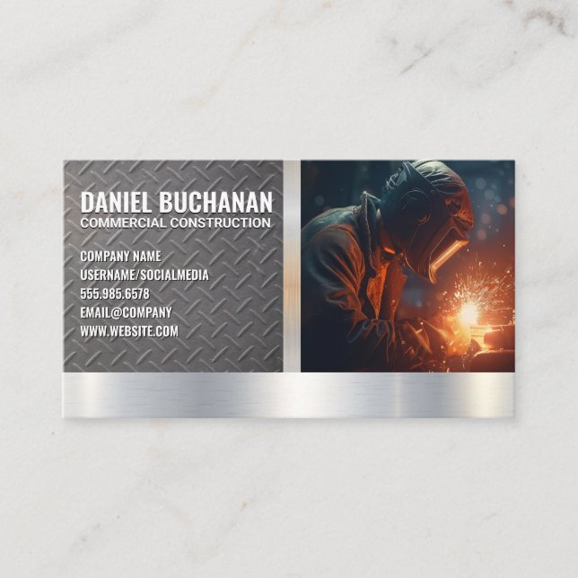 Tarjeta De Visita Trabajador de soldadura de cuello azul | Parques d (Anverso)