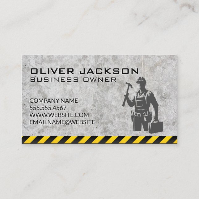 Tarjeta De Visita Trabajador del Collar Azul de Construcción (Anverso)