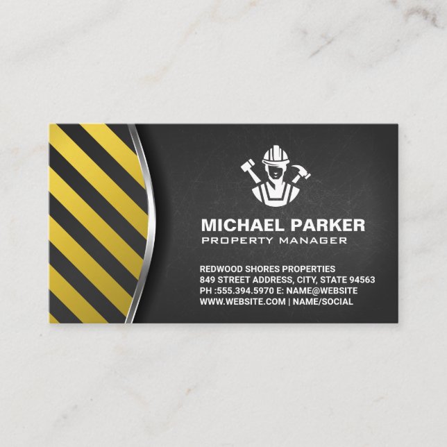 Tarjeta De Visita Trabajador del Collar Azul de Construcción | Repai (Anverso)