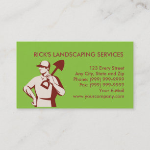 Tarjeta De Visita trabajador del paisajista del jardinero con la