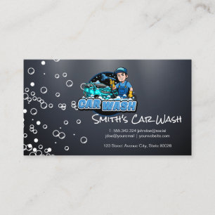 Tarjeta De Visita Trabajador Lavando Detallado de Autos Burbujas