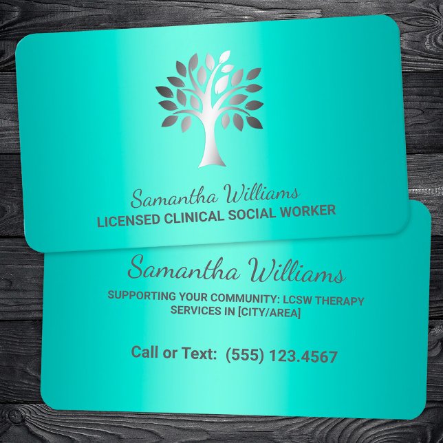 Tarjeta De Visita Trabajador Social Clínico con Licencia (Licensed Clinical Social Worker Business Cards)