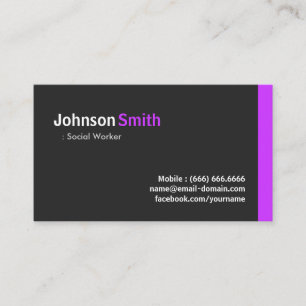 Tarjeta De Visita Trabajador social - Púrpura Mínimo Moderno