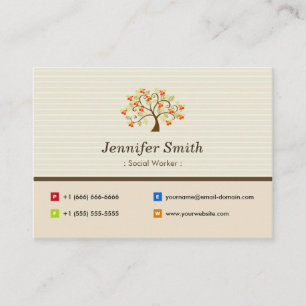 Tarjeta De Visita Trabajador social - Símbolo de árbol elegante