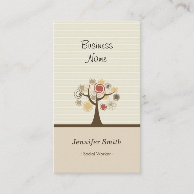 Tarjeta De Visita Trabajador social - Tema natural elegante (Anverso)