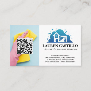 Tarjeta De Visita Trabajadora de limpieza de casa   Iconos de criada