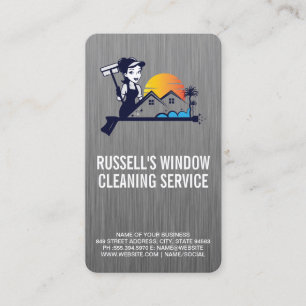 Tarjeta De Visita Trabajadora Limpiando Ventana   Servicios de Emple