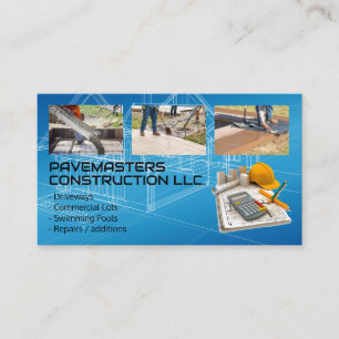 Tarjeta De Visita Trabajadores de construcción   Impresiones azules