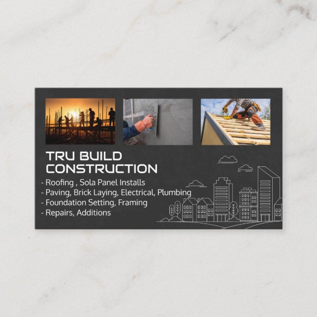 Tarjeta De Visita Trabajadores de construcción | Techo | Paver | Mas (Anverso)