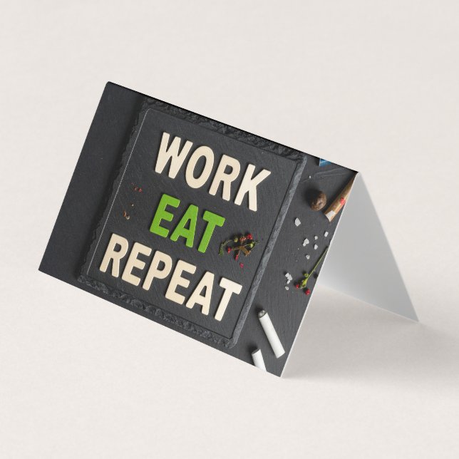 Tarjeta De Visita Trabajar comer repetir (Anverso)