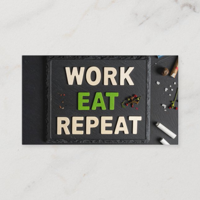Tarjeta De Visita Trabajar comer repetir (Anverso)