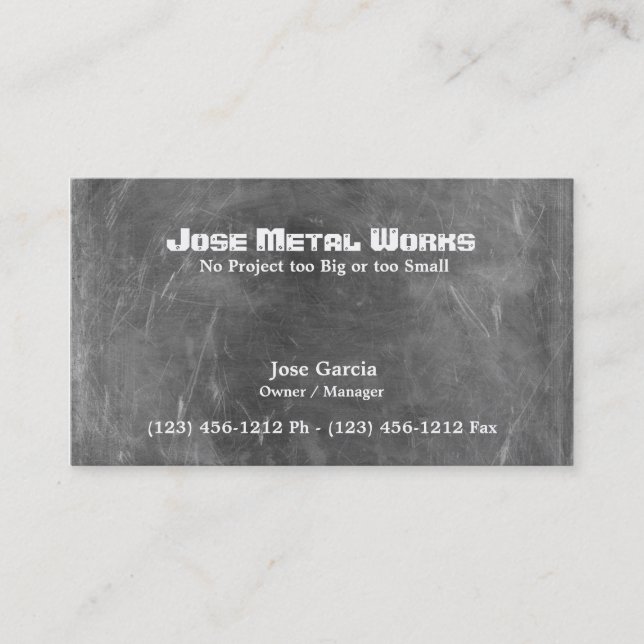 Tarjeta De Visita Trabajos de encargo del metal (Anverso)