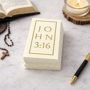 Tarjeta De Visita Tracto Evangelístico de Juan 3:16 en ORO