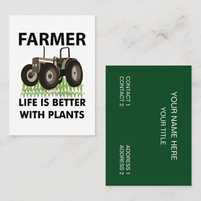 Tarjeta De Visita Tractor Agrícola Campo Mercado de Agricultores Gra (Anverso / Reverso)