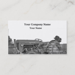 Tarjeta De Visita Tractor antiguo en blanco y negro
