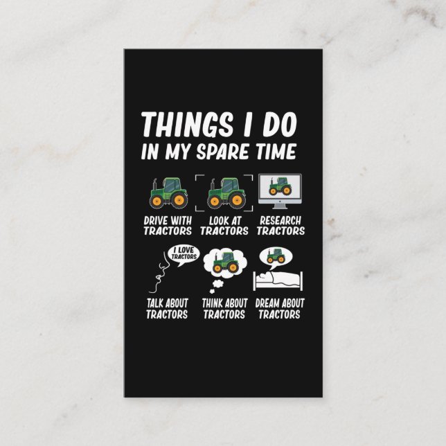 Tarjeta De Visita Tractor Boy Funny Tractores Agrícolas (Anverso)