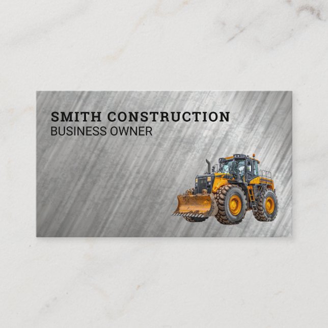 Tarjeta De Visita Tractor de Construcción |  (Anverso)