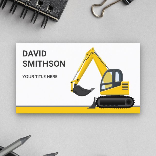 Tarjeta De Visita Tractor de Construcción Blanco Excavadora (Subido por el creador)