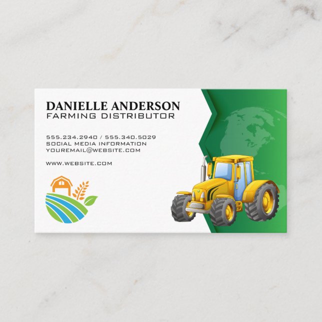 Tarjeta De Visita Tractor de cultivo | Alimentos para el crecimiento (Anverso)