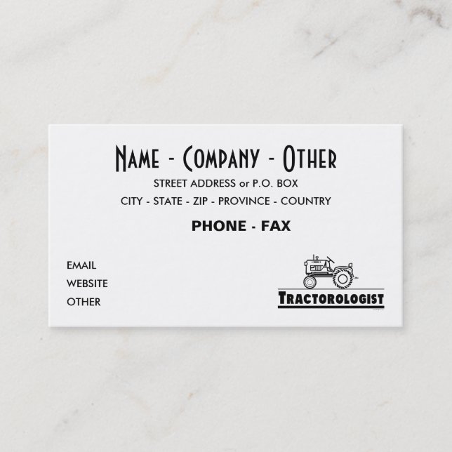 Tarjeta De Visita Tractor divertido Personalizar (Anverso)