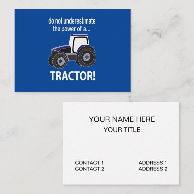 Tarjeta De Visita Tractor Power Tractor (Anverso / Reverso)