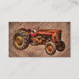 Tarjeta De Visita Tractor rojo antiguo