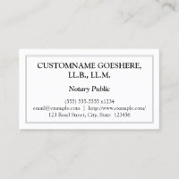 Tarjeta de visita tradicional del notario público