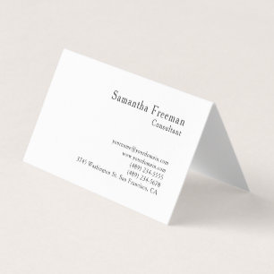 Tarjeta De Visita Tradicional Limpio Plano Blanco Minimalista