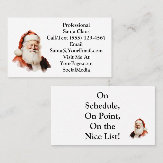 Tarjeta De Visita Traditional Santa Claus Business Card (Anverso / Reverso)