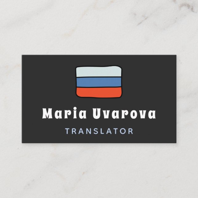 Tarjeta De Visita Traductor de inglés ruso intérprete bilingüe (Anverso)