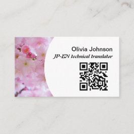 Tarjeta De Visita Traductor independiente japonés de flores de cerez