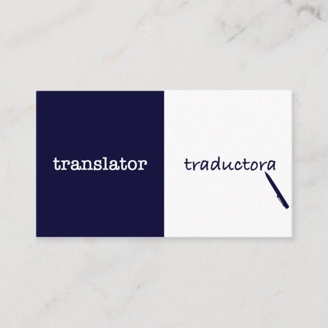 Tarjeta De Visita Traductor inglés - Español femenino (Anverso)
