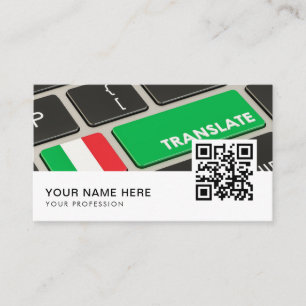 Tarjeta De Visita Traductor italiano de inglés QR Code Business Car