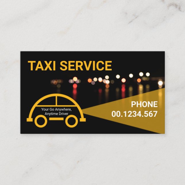Tarjeta De Visita Tráfico nocturno de Taxi Artista Luces De Tráfico  (Anverso)