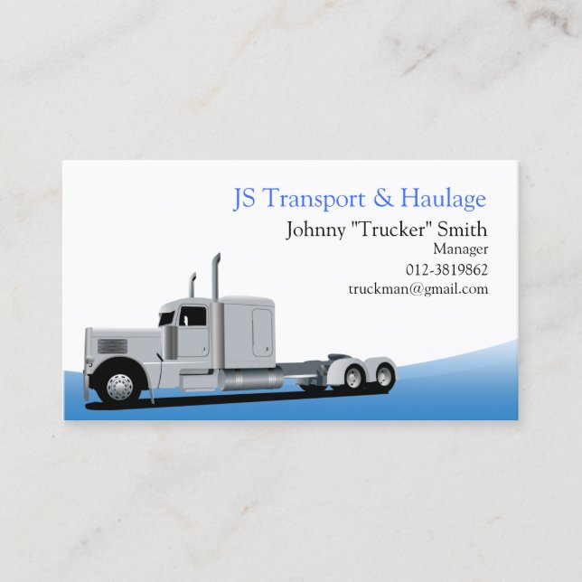 Tarjeta De Visita Trailer Camión Haulage Blue Business Card (Anverso)