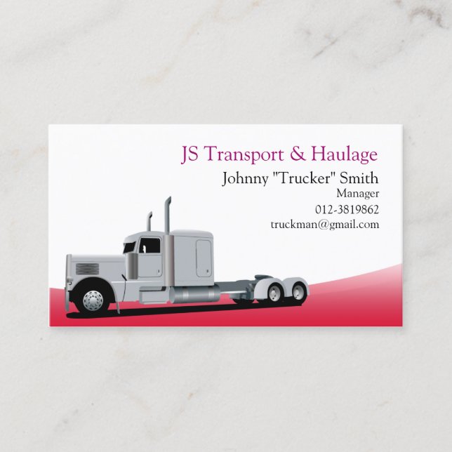 Tarjeta De Visita Trailer Camión Haulage Red Business Card (Anverso)