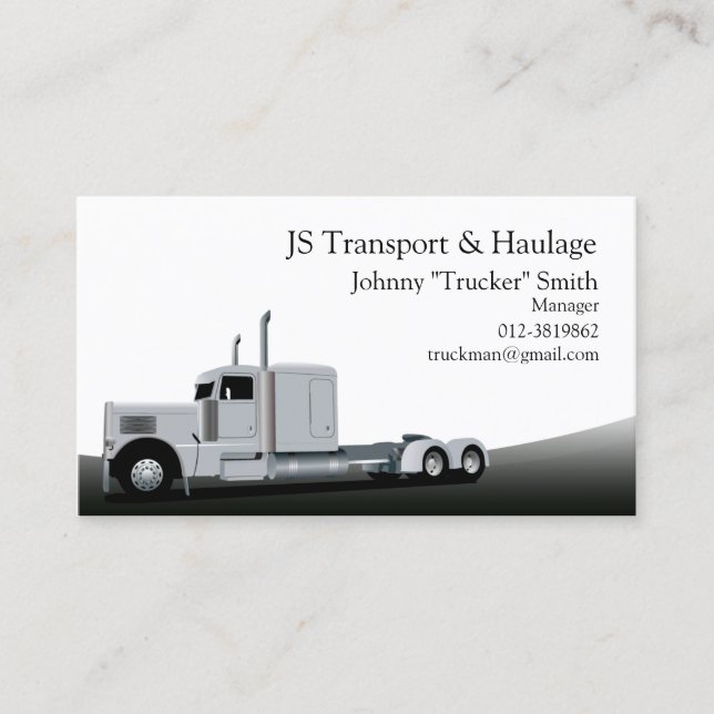 Tarjeta De Visita Trailer Truck Haulage Black Business Card (Anverso)