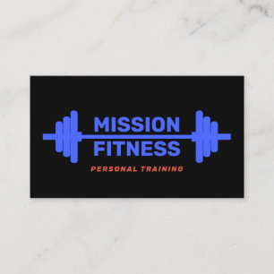 Tarjeta De Visita Trainer personal Barbell azul Fitness Negro