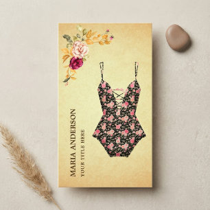 Tarjeta De Visita Traje de baño bikini floral vintage retro ropa de 