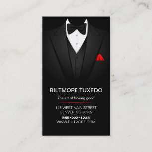 Tarjeta De Visita Traje de esmoquin para hombre ropa moderna limpia
