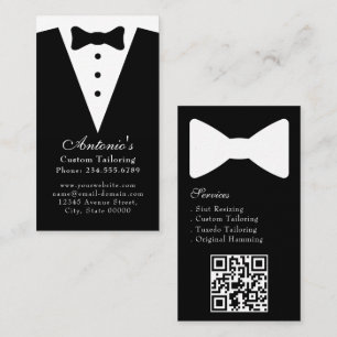 Tarjeta De Visita Traje de esmoquin ropa de hombre moderna negro y b