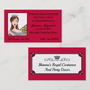 Tarjeta De Visita Trajes Reales y Decoración de Fiesta