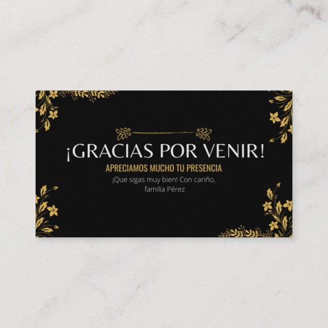 Tarjeta De Visita Trajeta de bienvenida (Reverso)