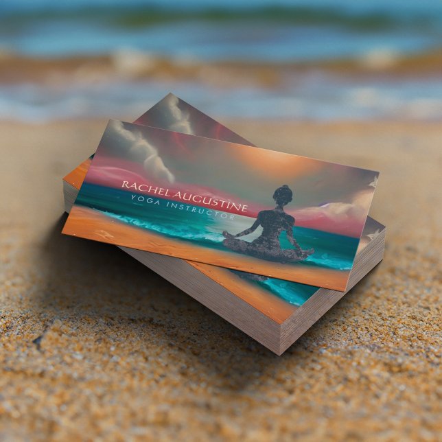 Tarjeta De Visita Tranquila playa de Sky Ocean con meditación de yog (Subido por el creador)