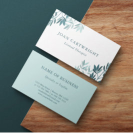 Tarjeta De Visita Tranquilas hojas de vegetación Verde azulada - Ter