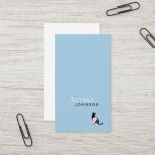 Tarjeta De Visita Tranquilo gato nublado de calico azul mínimo