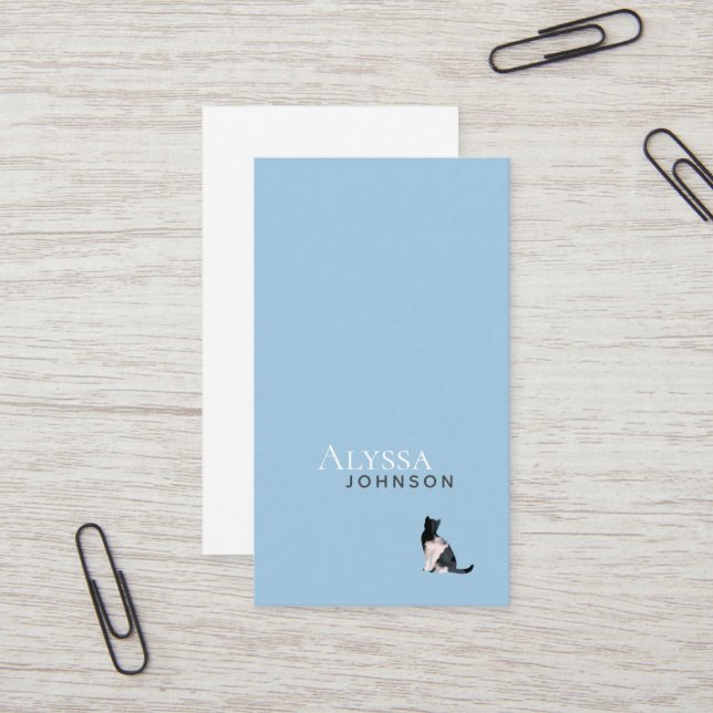 Tarjeta De Visita Tranquilo gato nublado de calico azul mínimo (Anverso/Reverso In Situ)