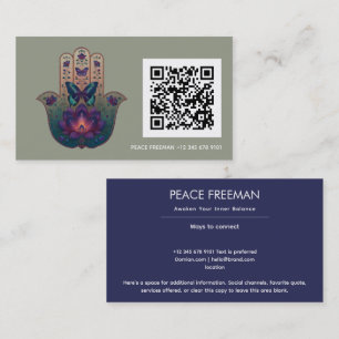 Tarjeta De Visita Transformación Sagrada   Diseño de Mano Hamsa