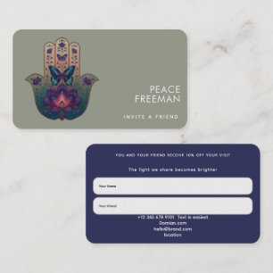 Tarjeta De Visita Transformación Sagrada   Diseño de Mano Hamsa